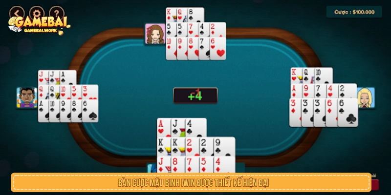 Bàn cược Mậu Binh IWIN được thiết kế hiện đại 